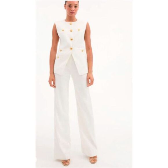 Veronica Beard Women's Jude Straight Pants Sz 2 NWT 448.00 Off White - Picture 4 of 8